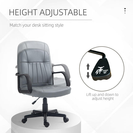Swivel Executive PU Leather Office Desk Chair with 360° Swivel - Grey