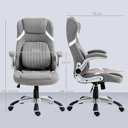 Linen-Look Adjustable Office Chair with Tension Control - Grey
