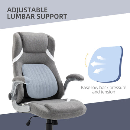 Linen-Look Adjustable Office Chair with Tension Control - Grey