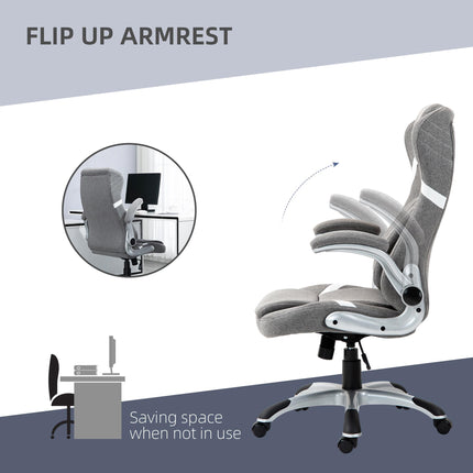 Linen-Look Adjustable Office Chair with Tension Control - Grey