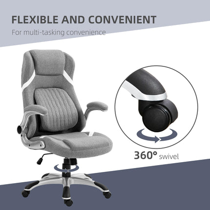 Linen-Look Adjustable Office Chair with Tension Control - Grey