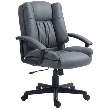 Mid Back Faux Leather Office Chair with Adjustable Height and Swivel Wheels - Dark Grey