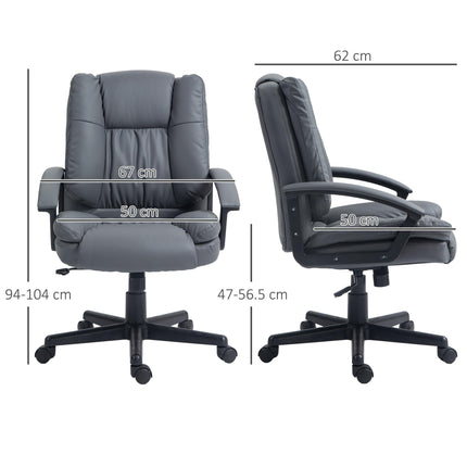 Mid Back Faux Leather Office Chair with Adjustable Height and Swivel Wheels - Dark Grey