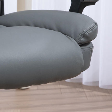 Mid Back Faux Leather Office Chair with Adjustable Height and Swivel Wheels - Dark Grey
