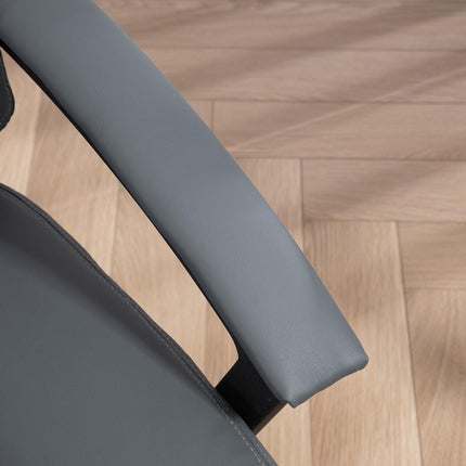 Mid Back Faux Leather Office Chair with Adjustable Height and Swivel Wheels - Dark Grey