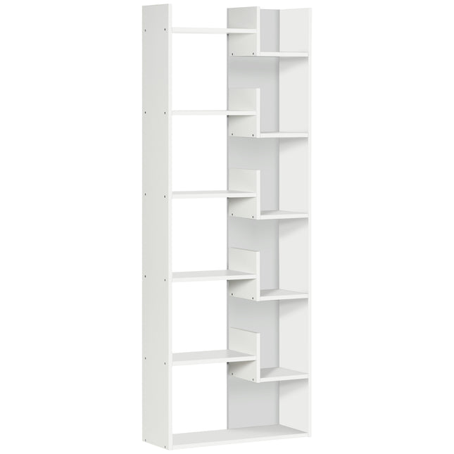 Modern 6-Tier Bookcase with 11 Open Shelves Freestanding Shelving Unit for Home Office and Study - White