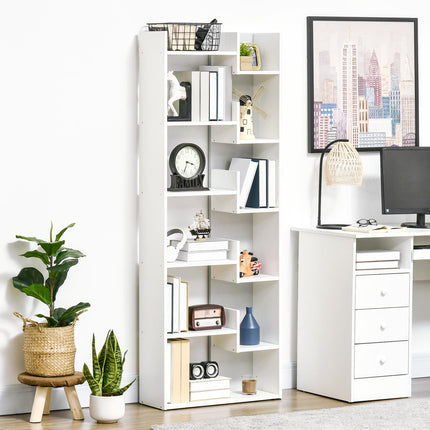 Modern 6-Tier Bookcase with 11 Open Shelves Freestanding Shelving Unit for Home Office and Study - White