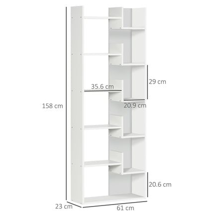 Modern 6-Tier Bookcase with 11 Open Shelves Freestanding Shelving Unit for Home Office and Study - White