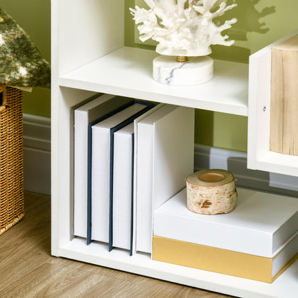 Modern 6-Tier Bookcase with 11 Open Shelves Freestanding Shelving Unit for Home Office and Study - White