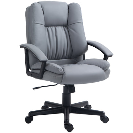 Mid Back Executive Office Chair with Adjustable Height and Swivel Wheels - Light Grey