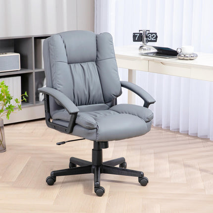Mid Back Executive Office Chair with Adjustable Height and Swivel Wheels - Light Grey