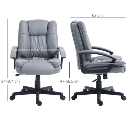Mid Back Executive Office Chair with Adjustable Height and Swivel Wheels - Light Grey