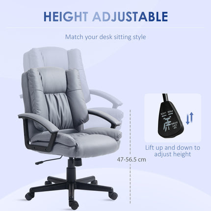 Mid Back Executive Office Chair with Adjustable Height and Swivel Wheels - Light Grey