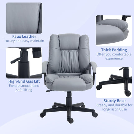 Mid Back Executive Office Chair with Adjustable Height and Swivel Wheels - Light Grey