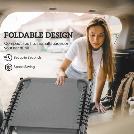 Folding Sun Lounger with 4-Position Adjustable Backrest for Beach, Garden & Camping - Light Grey