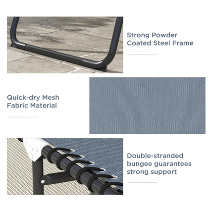 Set of 2 Folding Sun Loungers with 4-Position Adjustable Backs - Grey