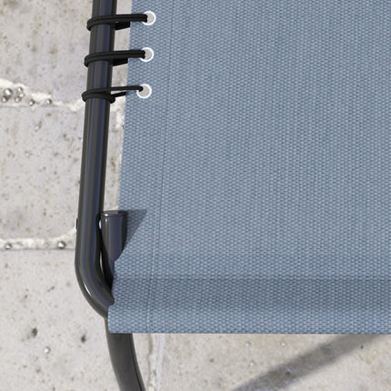 Set of 2 Folding Sun Loungers with 4-Position Adjustable Backs - Grey