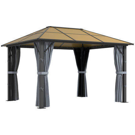 3 x 3.6m Aluminium Garden Gazebo Set with Mesh Curtains - Grey