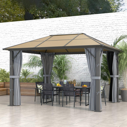 3 x 3.6m Aluminium Garden Gazebo Set with Mesh Curtains - Grey