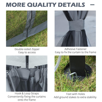 3 x 3.6m Aluminium Garden Gazebo Set with Mesh Curtains - Grey