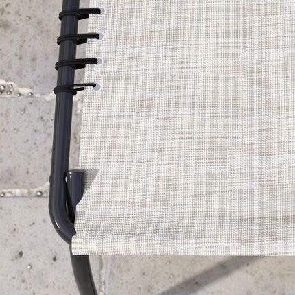 2 Pcs Folding Sun Lounger with 4-Position Adjustable Backrest - Cream White