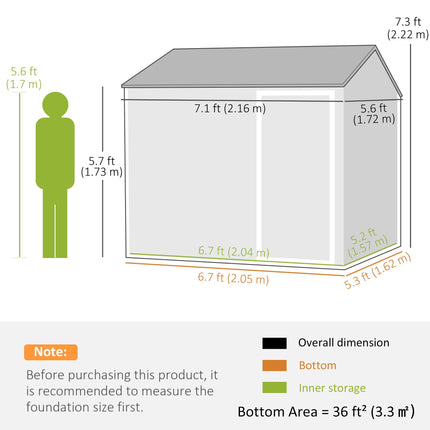 7ft x 6ft Galvanised Metal Garden Shed with Window - Dark Grey