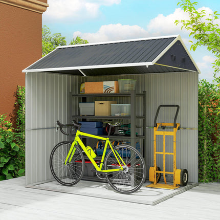 7ft x 6ft Galvanised Metal Garden Shed with Window - Dark Grey