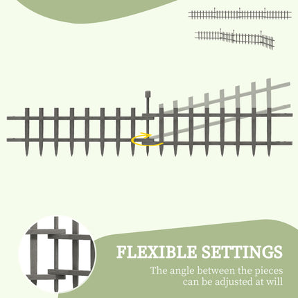 Set of 4 Wooden Garden Fence Panels with Protective Varnish - Grey