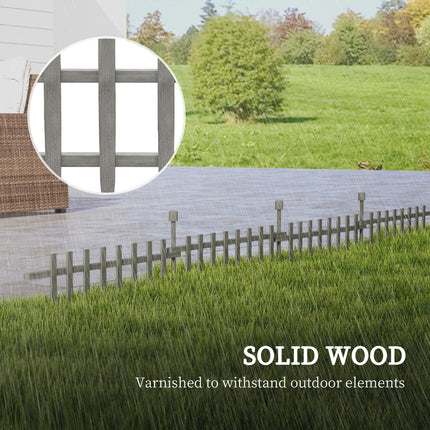 Set of 4 Wooden Garden Fence Panels with Protective Varnish - Grey