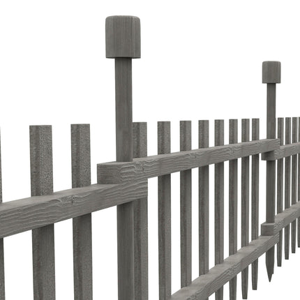 Set of 4 Wooden Garden Fence Panels with Protective Varnish - Grey