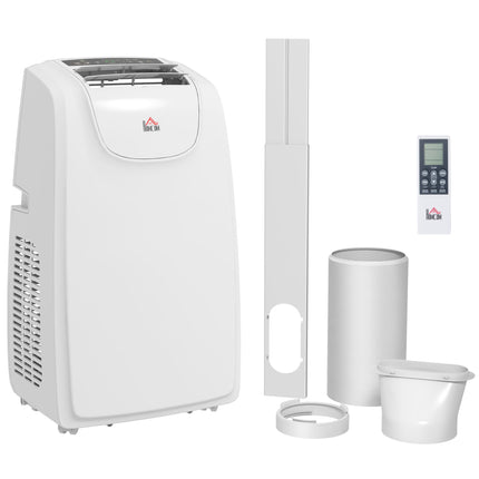 12,000 BTU Mobile Air Conditioner for Rooms up to 28m² with Dehumidifier, Quiet Mode, Timer & Wheels - White