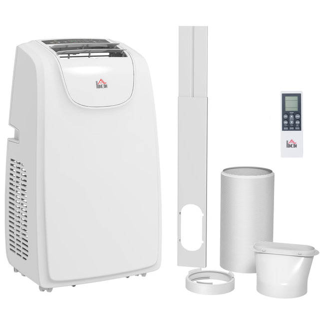 12,000 BTU Mobile Air Conditioner for Rooms up to 28m² with Dehumidifier, Quiet Mode, Timer & Wheels - White