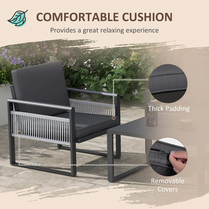 4 Piece Aluminium Garden Dining Set with Cushions - Grey