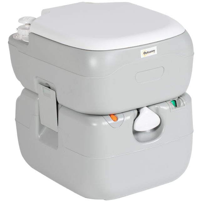 Portable Camping Toilet for Adults with Anti-Leak Design and 12L Fresh Water Tank - Grey