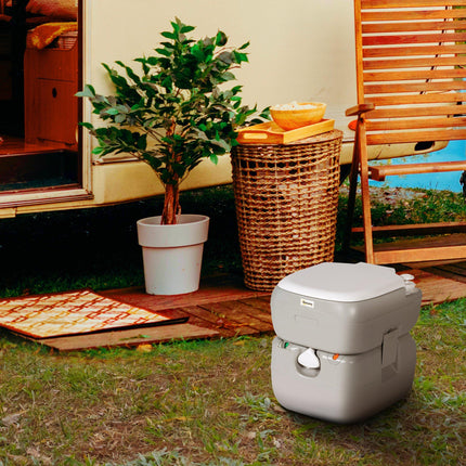 Portable Camping Toilet for Adults with Anti-Leak Design and 12L Fresh Water Tank - Grey