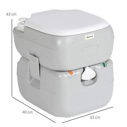 Portable Camping Toilet for Adults with Anti-Leak Design and 12L Fresh Water Tank - Grey