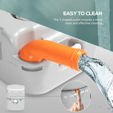 Portable Camping Toilet for Adults with Anti-Leak Design and 12L Fresh Water Tank - Grey
