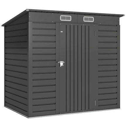 4x6ft Galvanised Steel Garden Shed with Lockable Door - Grey