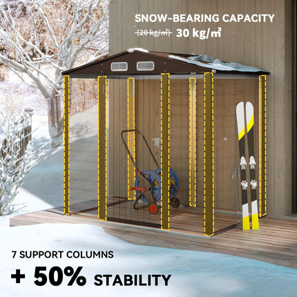 4 x 6ft Galvanised Steel Garden Shed with Lock and Gloves - Oak