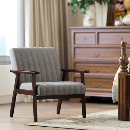 Modern Upholstered Accent Chair with Supportive High Back - Grey