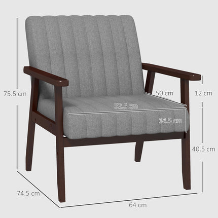 Modern Upholstered Accent Chair with Supportive High Back - Grey