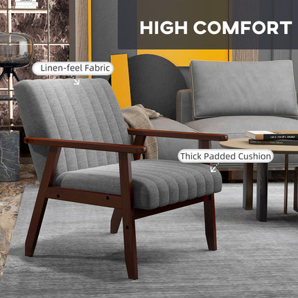 Modern Upholstered Accent Chair with Supportive High Back - Grey