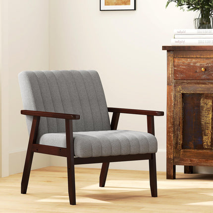Modern Upholstered Accent Chair with Supportive High Back - Grey