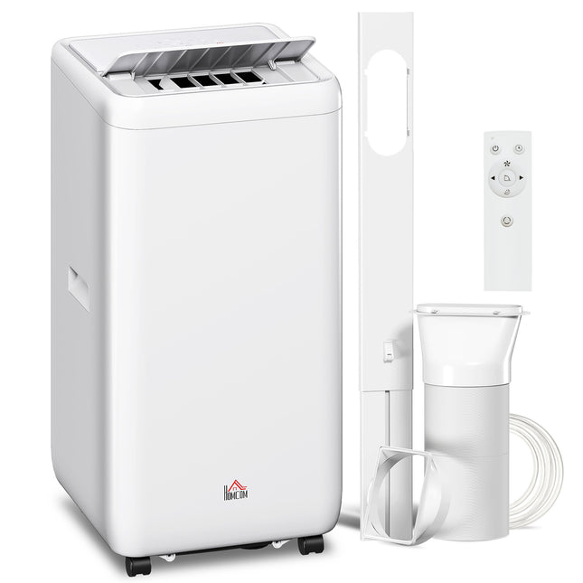 12000 BTU Mobile Air Conditioner for Rooms up to 28m² with Dehumidifier, Auto & Sleep Mode, 24H Timer, Wheels - White