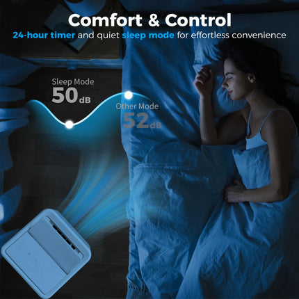 12000 BTU Mobile Air Conditioner for Rooms up to 28m² with Dehumidifier, Auto & Sleep Mode, 24H Timer, Wheels - White