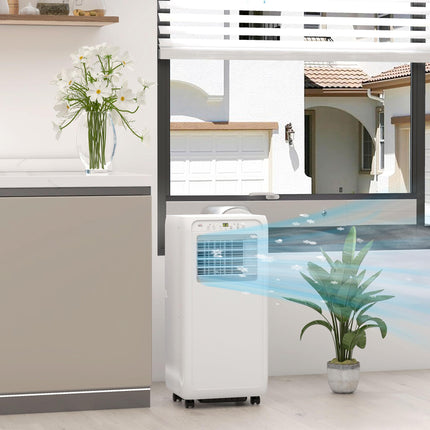 7,000 BTU Mobile Air Conditioner with Dehumidifier, 24H Timer, Wheels & Window Kit for Rooms up to 15m² - White
