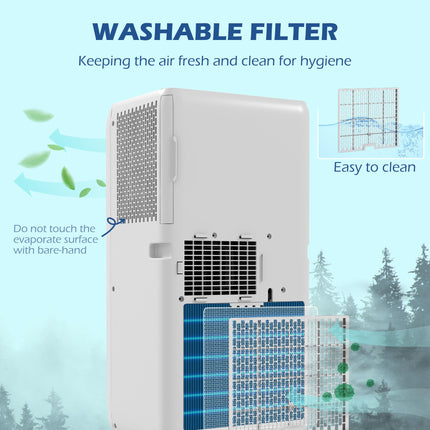 7,000 BTU Mobile Air Conditioner with Dehumidifier, 24H Timer, Wheels & Window Kit for Rooms up to 15m² - White