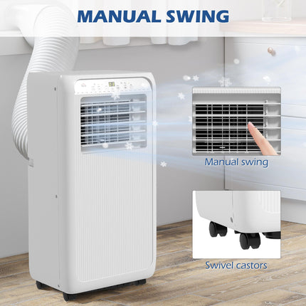 7,000 BTU Mobile Air Conditioner with Dehumidifier, 24H Timer, Wheels & Window Kit for Rooms up to 15m² - White