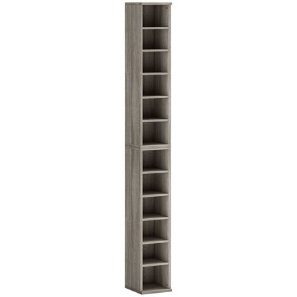 CD Media Display Shelf Tower Rack with Adjustable Shelves, Set of 2 - Mocha Wood Effect