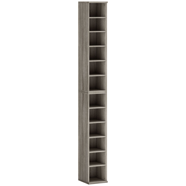 CD Media Display Shelf Tower Rack with Adjustable Shelves, Set of 2 - Mocha Wood Effect
